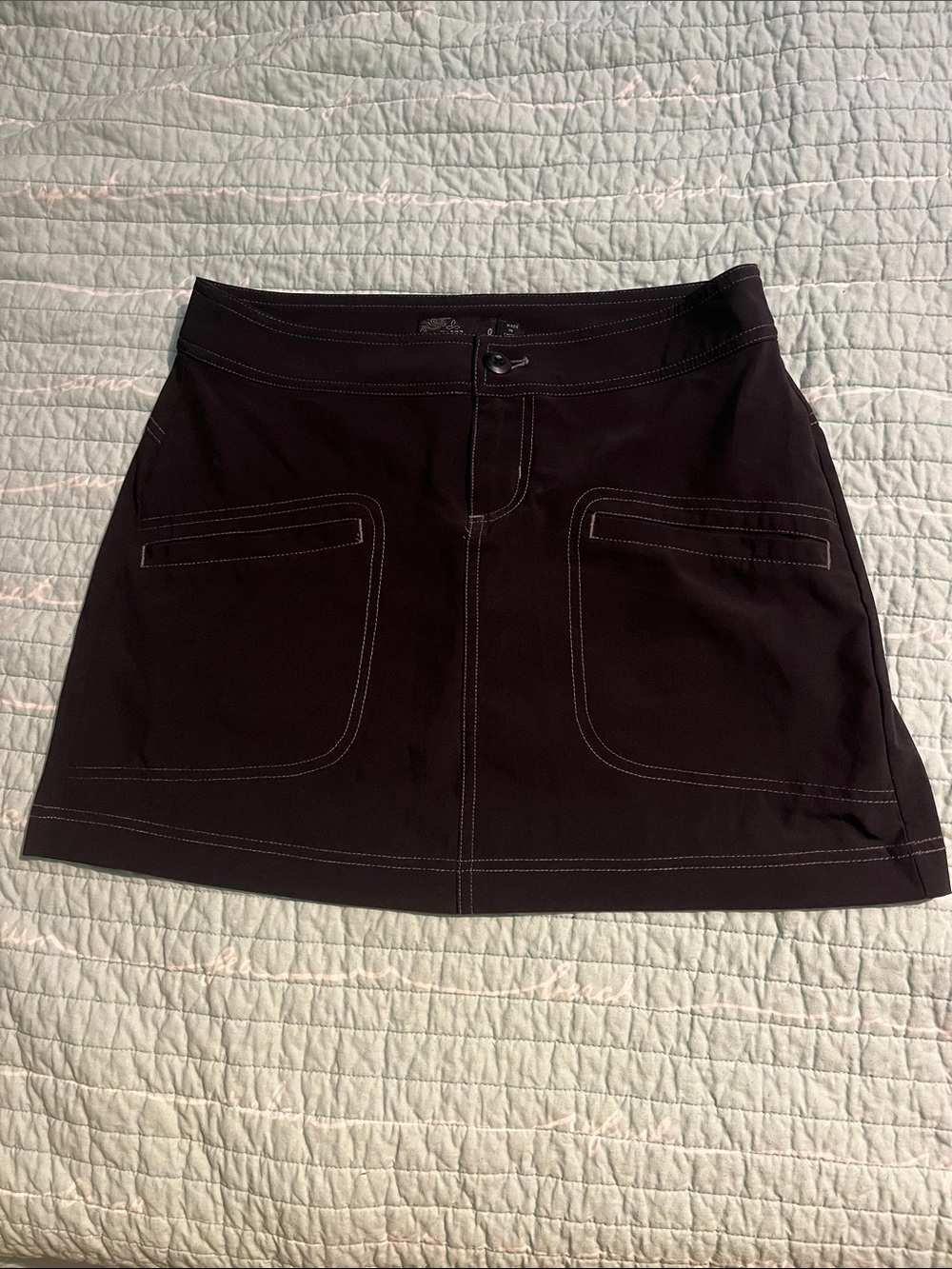 Black Prana Women's A-Line Sport Skort with White Contrast Stitching